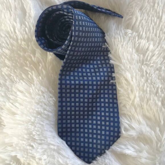 Brooks Brothers Blue checkered 100% Silk Tie - Picture 1 of 3